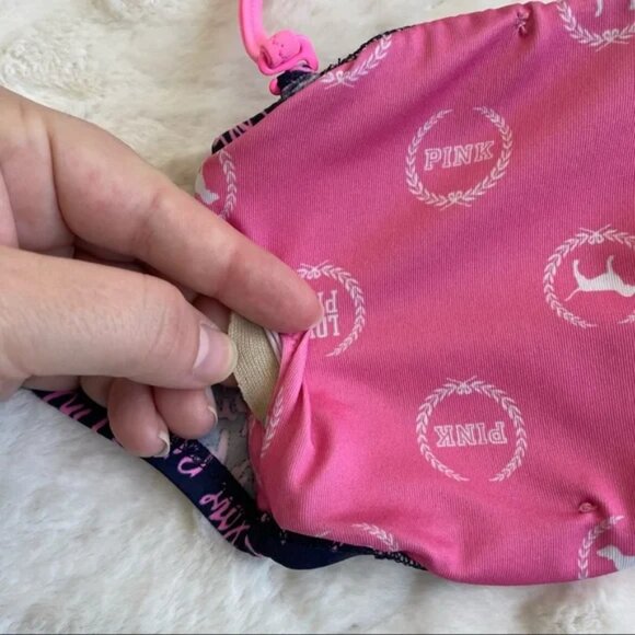 Victoria’s Secret Pink | Navy and Pink Graffiti Bandeau Bikini Top | Size Medium - Picture 7 of 10